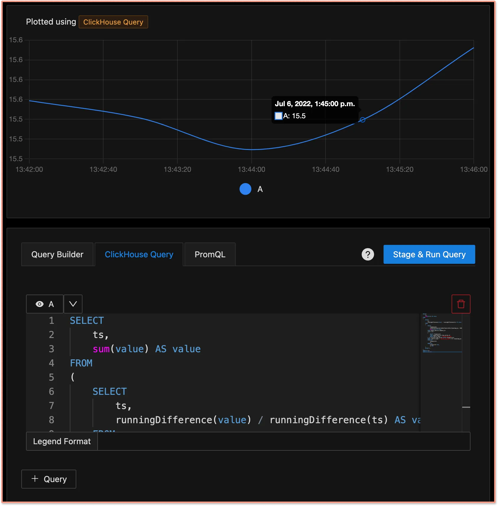 Write native ClickHouse query to build custom dashboards