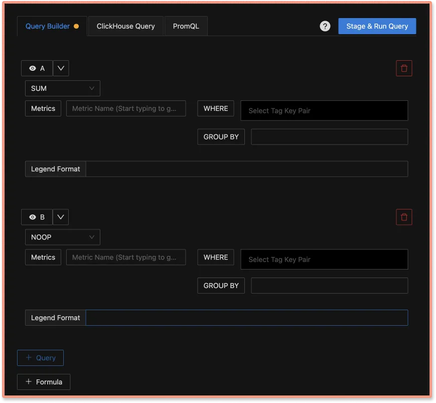 Query builder to build custom dashboards easily