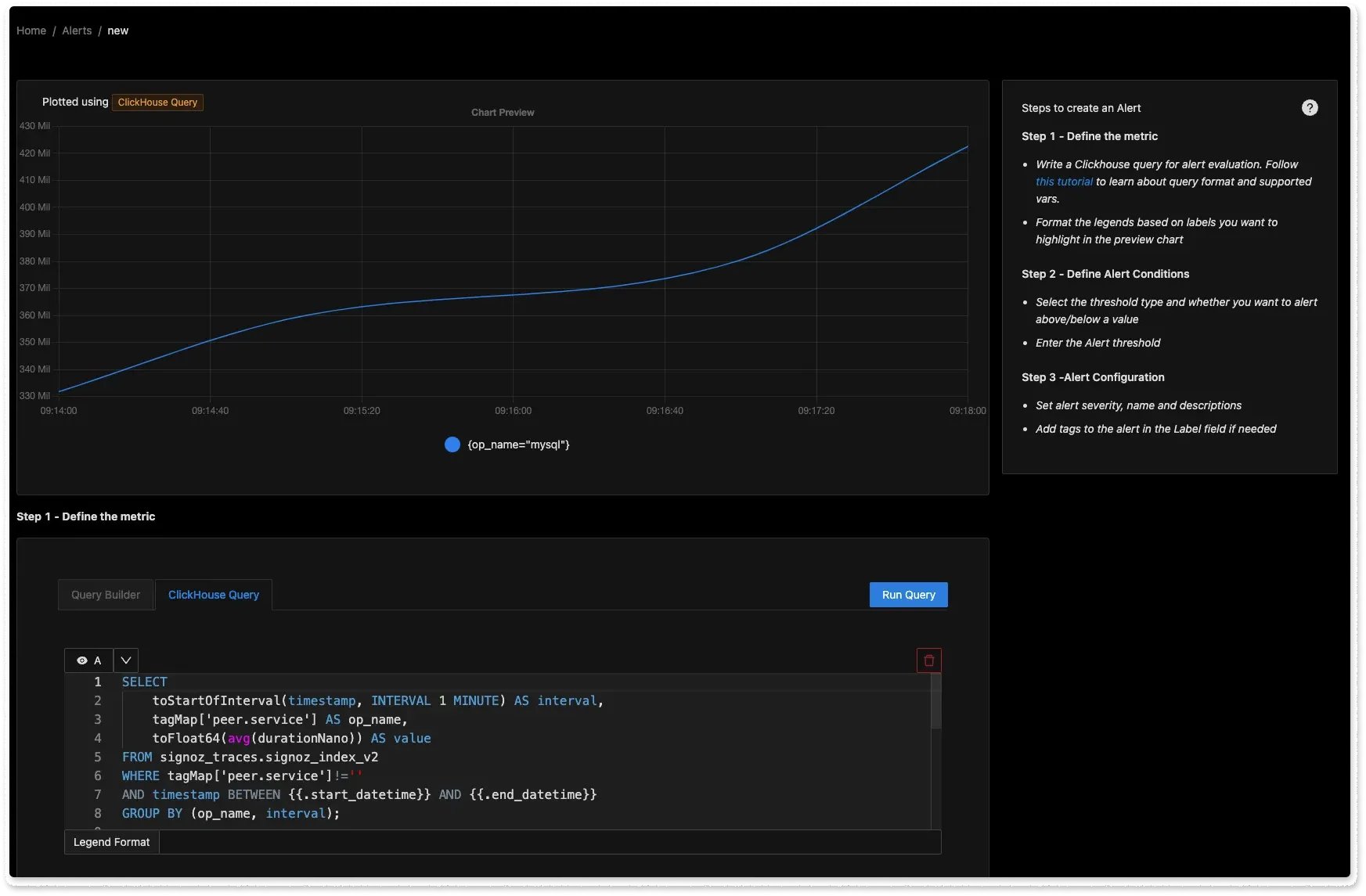 Support for ClickHouse Queries enabled on our Alerts Builder page