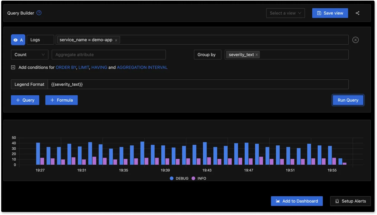 Logs Query Builder in SigNoz